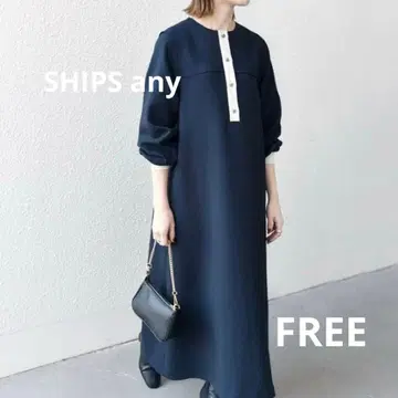 SHIPS any 더블 크로스 요크 칼라 원피스 네이비 FREE