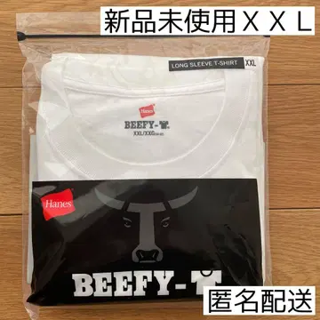 Hanes BEEFY-T 긴팔 티셔츠 XXL 화이트 비피 롱티