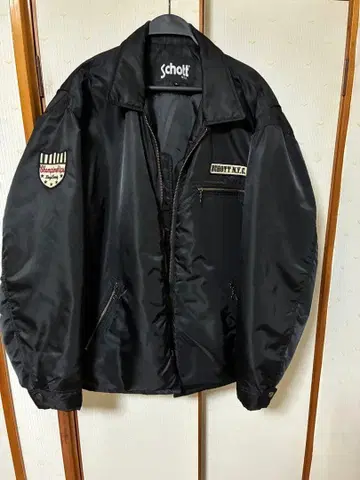 레어 3L!! 쇼트 나일론 트윌 트래커 자켓 와펜 블랙