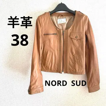 [ 새상품급 ] 양가죽 NORD SUD 노카라 가죽 자켓 베이지 브라운