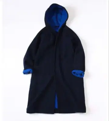 [ 45R ] 가볍고 보송보송 부드러운 울 후드 코트 네이비