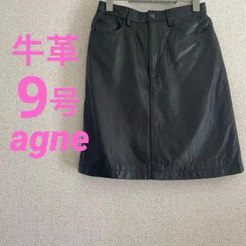 agne 천연 가죽 블랙 가죽 타이트 스커트