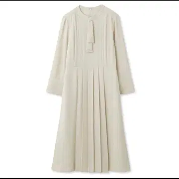 새상품 셀포드 보타이 원피스 아이보리 플리츠 L 핀턱