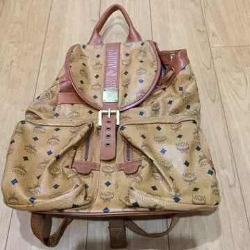 MCM 가죽 빅 백팩 베이지