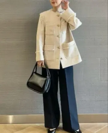 GREEN LABEL RELAXING 2way 노카라 자켓 트위드