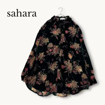 Sahara 사하라 벨벳 오버 셔츠 꽃무늬 그린
