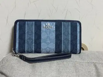 네이비 스트라이프 장지갑 캔버스