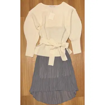 새상품 머큐리 듀오 오버 니트 세트 플리츠 원피스 롱 스커트