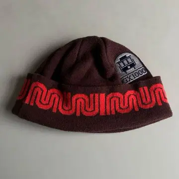 GX1000 비니 로고 비니 니트 캡 브라운 그래픽