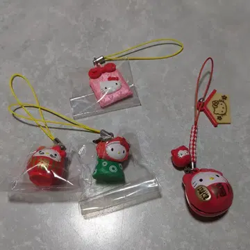 헬로키티 행운의 물건 스트랩 4개