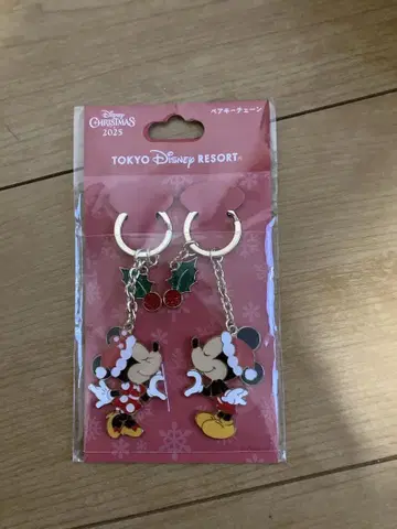 크리스마스 도쿄 디즈니 리조트 미니 마우스 키링 2개 세트