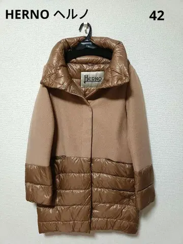 HERNO 헬노 다운 절개 코트 카멜 42