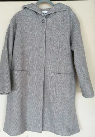 McGREGOR 그레이 헤링본 후드 부착 코트 M