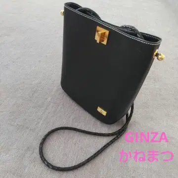 긴자 카네마츠 블랙 가죽 숄더백