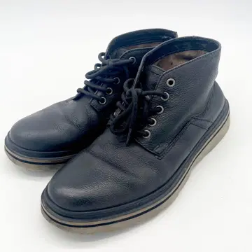 Clarks 부츠 가죽 미드컷 블랙 주름 가공 아메카지