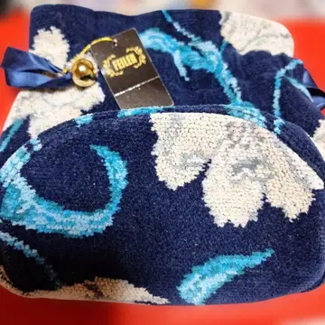 FEILER 타월 원단 파우치 네이비