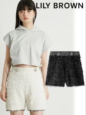 LILY BROWN 비쥬 니트 팬츠 블랙 숏팬츠