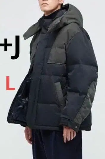 유니클로+J 다운 오버 사이즈 후드티 L 네이비 하자품
