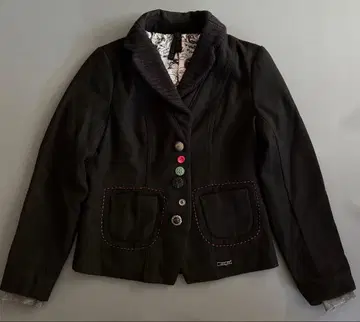 데시구알 Desigual 숄카라 자켓 블랙 버튼 스티치