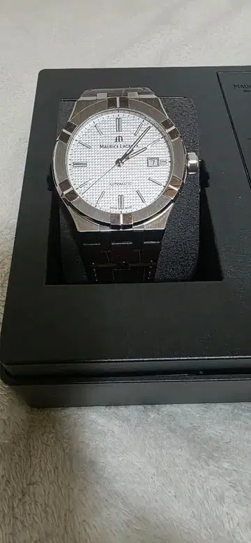 자동 와인딩 시계 실버 화이트 다이얼