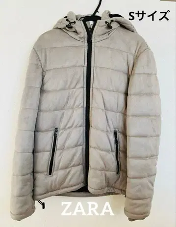 [ ZARA ] 스웨이드 느낌 퀼팅 후드 부착 아우터 자켓 S