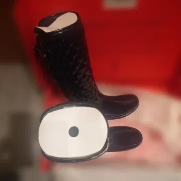 HUNTER 블랙 퀼팅 레인부츠