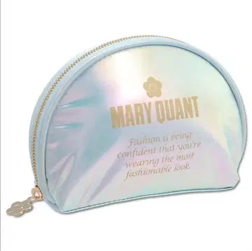 MARY QUANT 골드 로고 프린트 라운드 파우치 ( 오로라 블루 )