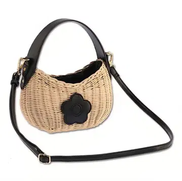 MARY QUANT 라탄 데이지 패치 2WAY 숄더 (블랙)