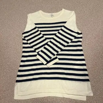 23구 캐시미어 100% 보더 긴팔 니트 38 M