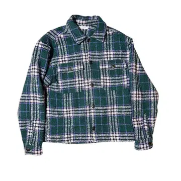 ZARA 셔츠 자켓 트위드 그린 퍼플 헤비 플란넬 셔츠