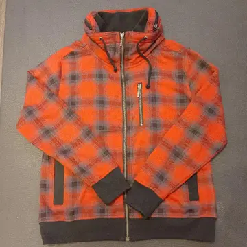 [스플렌디드] 블루종 체크 무늬 집업 후드 부착