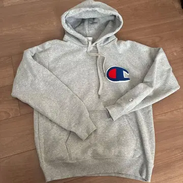 Champion 속기모 후드 맨투맨 후드티 로고 자수 라이트 그레이