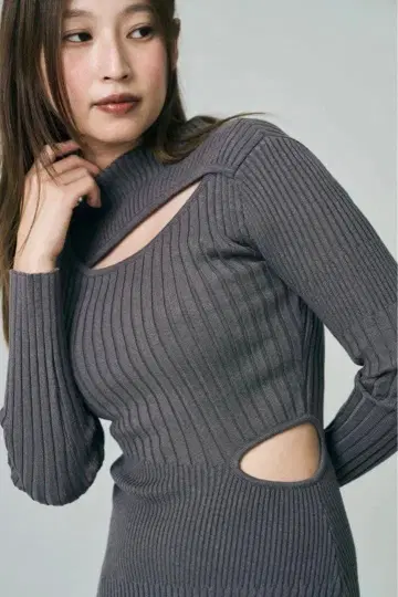Dual Cutout Sculpted Rib Knit Dress