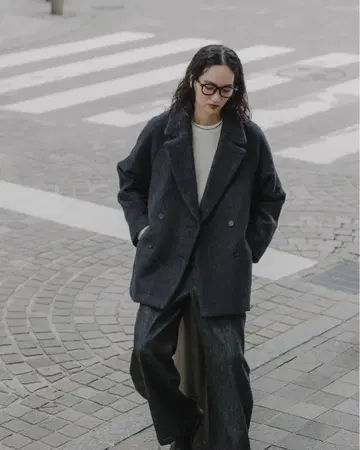 마일드 샤기 울 P 코트 크루레 crewre size1