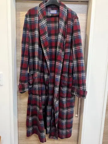 Pendleton 울 체크 로브 롱 코트