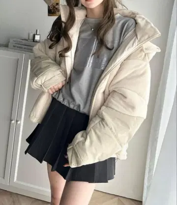 [ 자바 콜라보 ] 플리스 이소재 도킹 오버 사이즈 충전솜 아우터