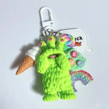 찰랑찰랑 키링 찰랑찰랑 가챠가챠 몰 뮤턴트 옐로우 그린