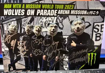 MAN WITH A MISSION 멤버 친필 사인 대형 포토 카드