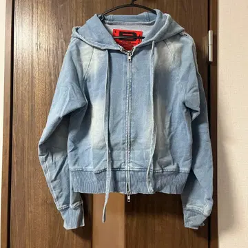 Beeden 후드 부착 지퍼 후드티 라이트 블루