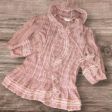 새상품급 핑크하우스 피코프릴 핀턱 블라우스, 후드티