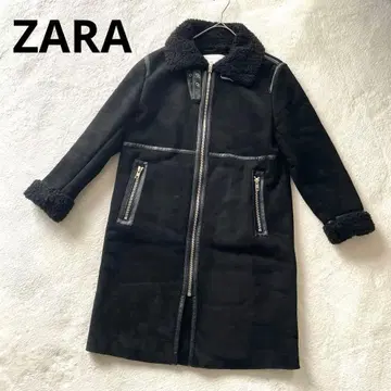 [ 새상품급 ] ZARA 자라 페이크 무스탕 코트 롱 코트 보아 블랙 M