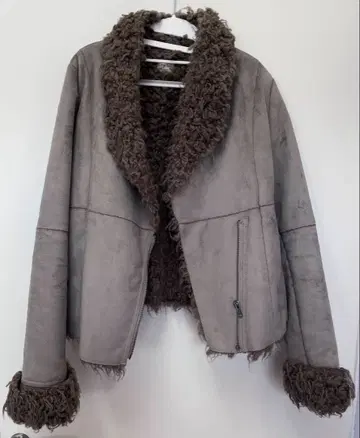 [ Ungrid ] 그레이 ( 브라운, 카키 ) 무스탕 코트/숏 자켓