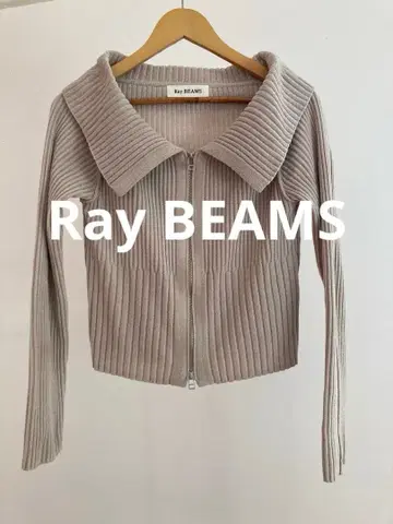 새상품급 Ray BEAMS 니트 라메 리브 지퍼 빅 칼라 니트