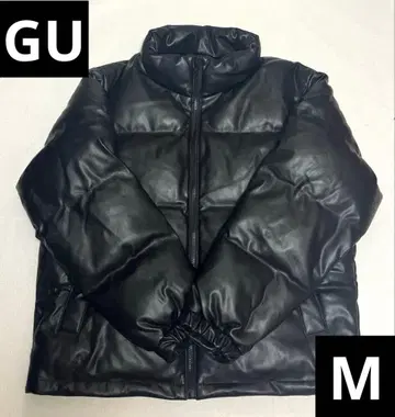 [새상품급] GU 히트 패디드 인조 가죽 블루종 M 블랙