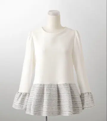 유잇 부케 트위드 절개 페플럼 상의 HUIT 화이트