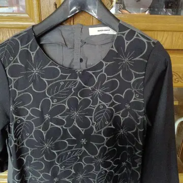 슈퍼 하카 플라워 리프 자수 바이컬러 튜닉 원피스