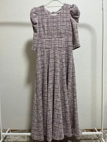 WILLSELECTION 라메 트위드 서큘러 원피스 핑크 M