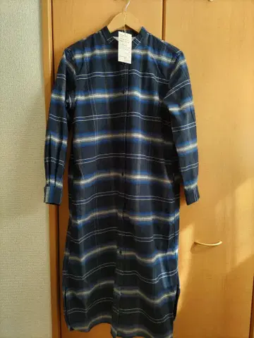 20시까지 가격 인하 무인양품 플란넬 스탠드 카라 긴팔 원피스