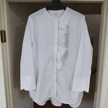 yori 요리 프론트 프릴 블라우스 셔츠 화이트 긴팔 일본제