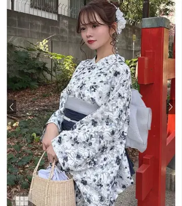 3종 세트 2way 꽃무늬 레이스 세퍼레이트 유카타 세트